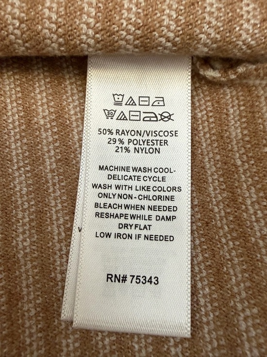 Tahari Brown and White Striped High Neck Sweater - Picture 6 of 6